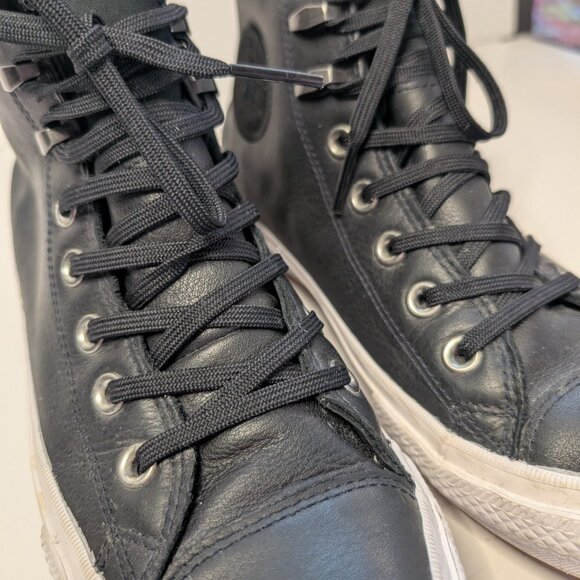 Like new black leather Converse Chuck Taylor All Star high-top sneakers - size 8 - Picture 16 of 17